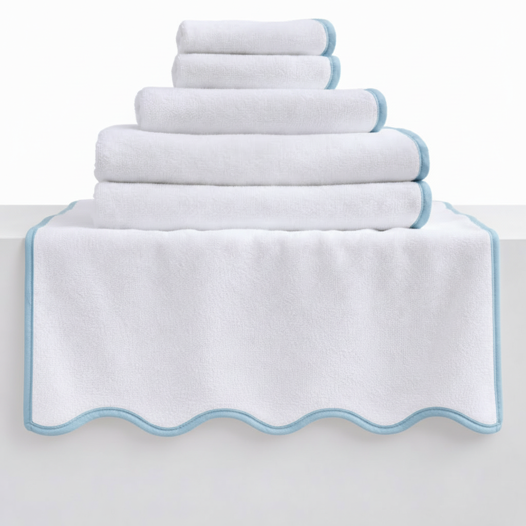 "Wrapped in Lotus" 🛁 Pink Piping Bath Sheet Set (2-Piece) by Lotus Linen