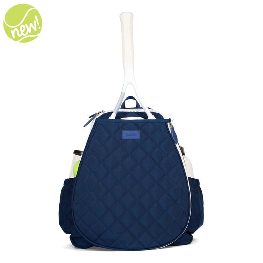 “Game On” 🎾 Tennis Backpack: Quilted Navy White