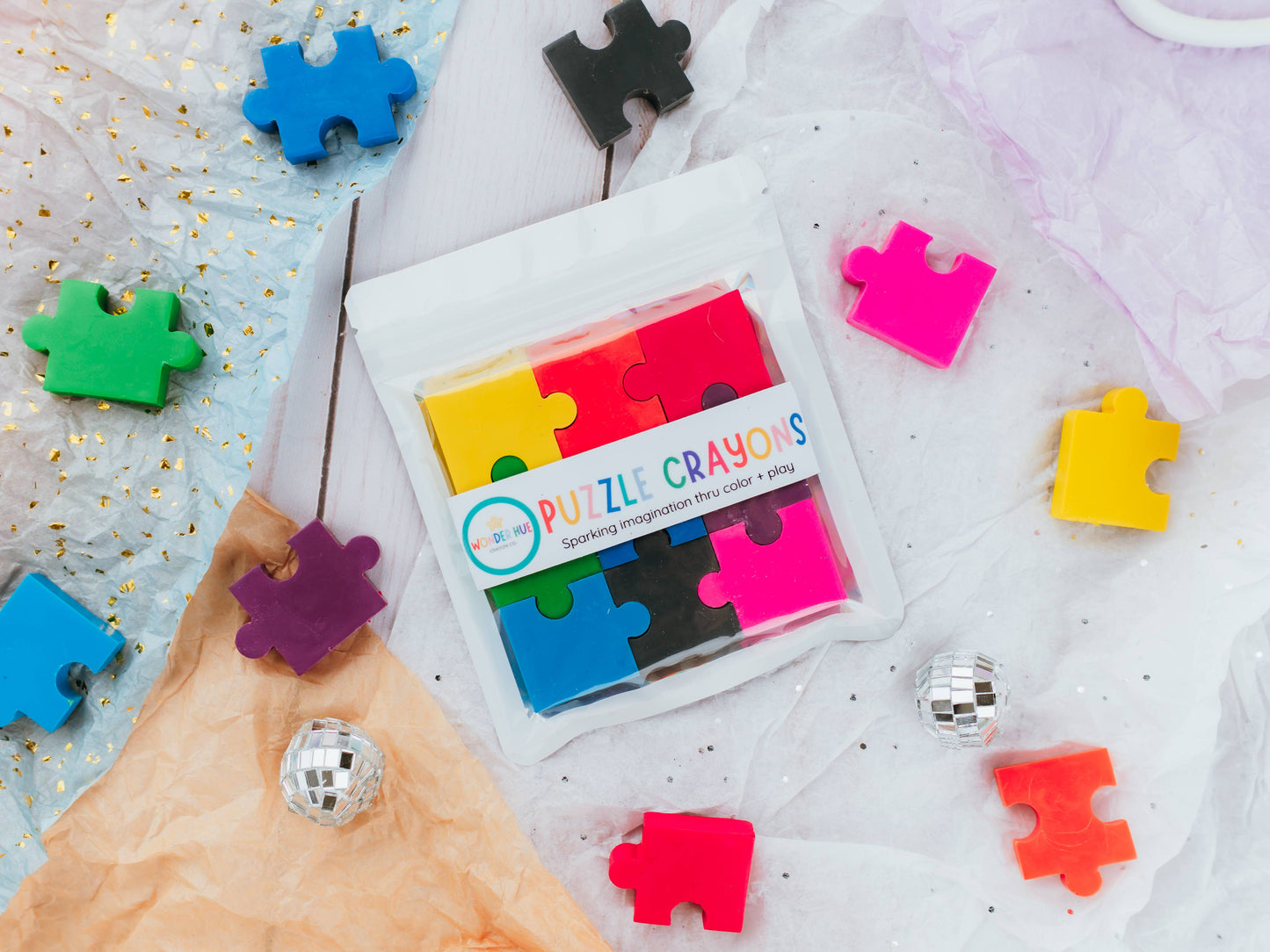"Piece Out" 🧩 Puzzle-Shaped Crayons by Wonder Hue Crayon Co.