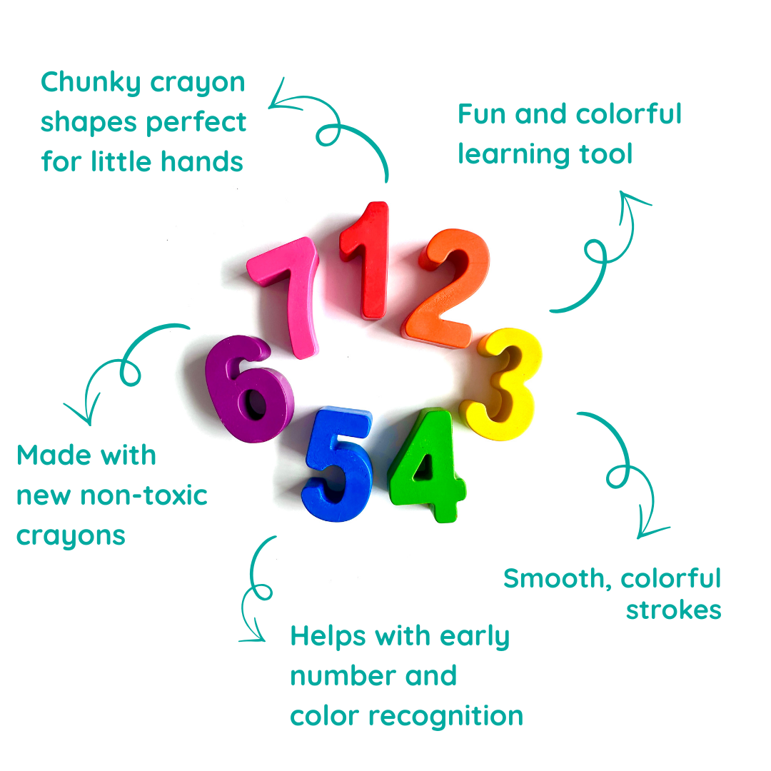Rainbow number shaped crayons for children