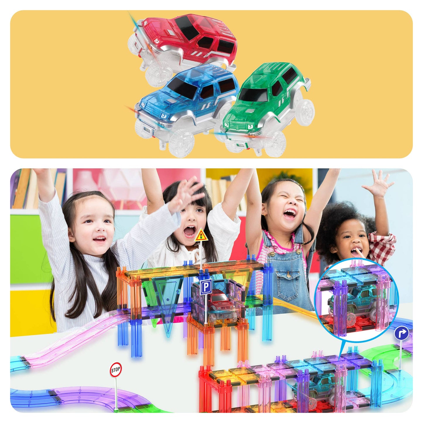 Creative racetrack accessory for magnetic track sets