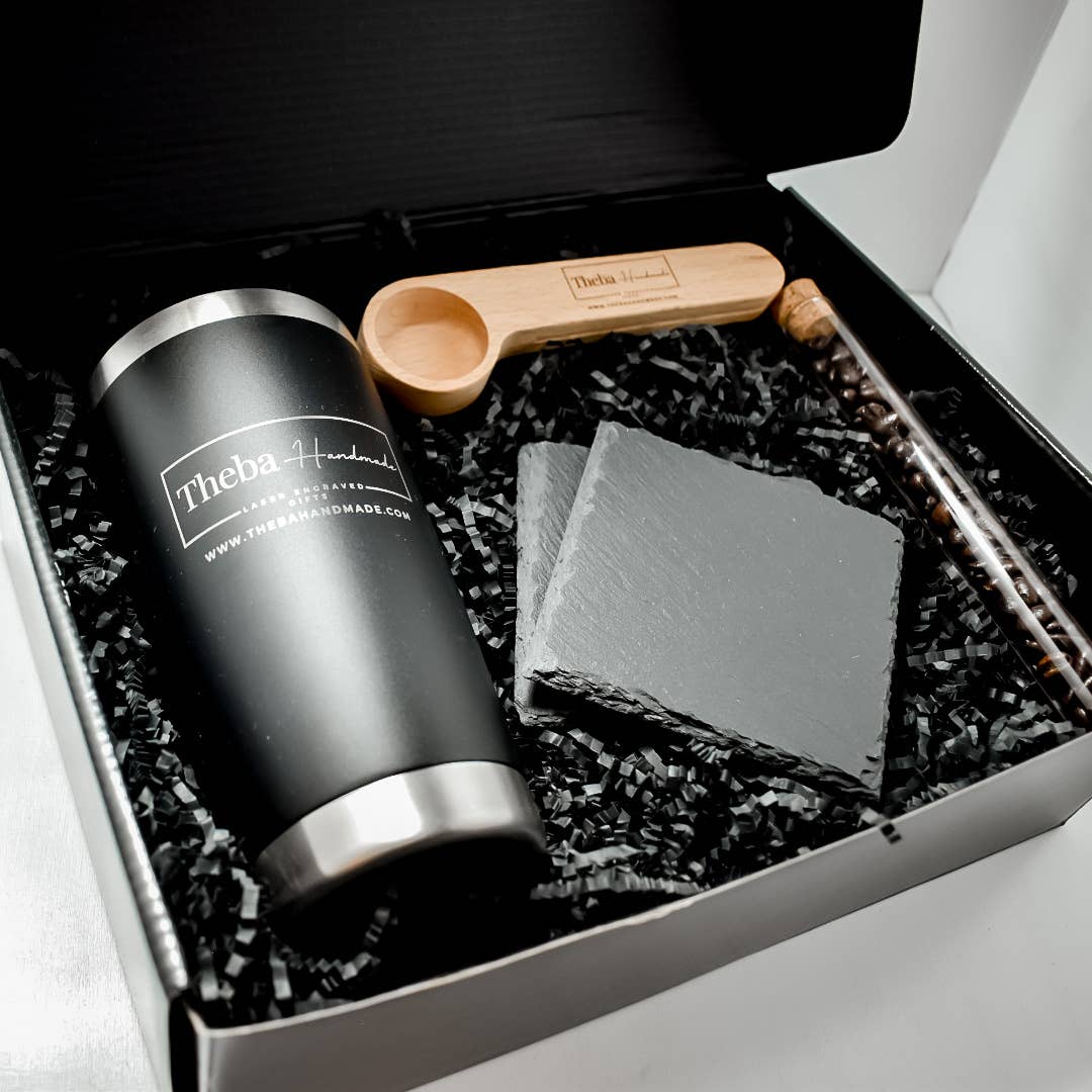 Morning Brew luxury coffee gift box with engraved tumbler