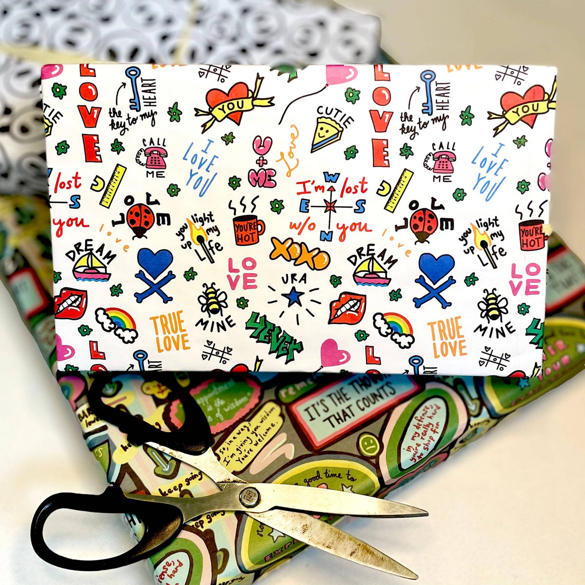 “Written All Over It” 💘 Love Doodle Valentine Wrapping Paper Roll by Better Than The Gift
