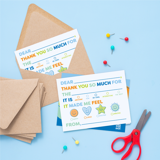 “Thank You for the X” 🥰 Kid's Emotion Fill In Thank You Note by Joy Creative Shop