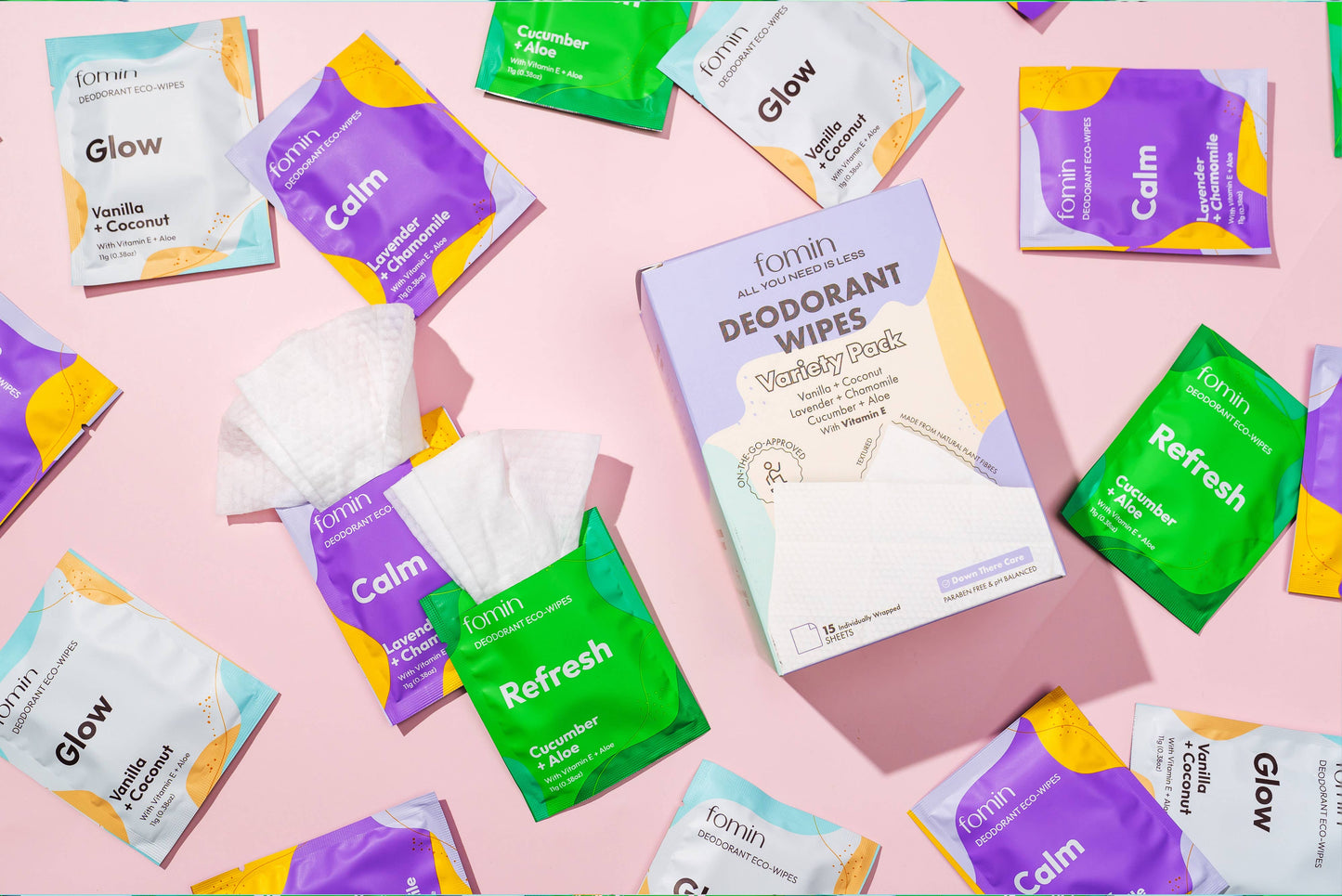 Travel-sized underarm wipes to remove sweat, odor, and bacteria on the go
