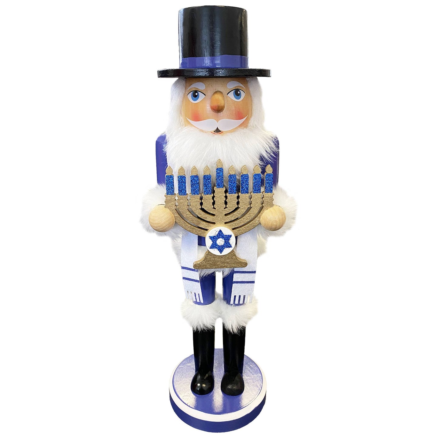 14-inch Hanukkah nutcracker in blue and white outfit