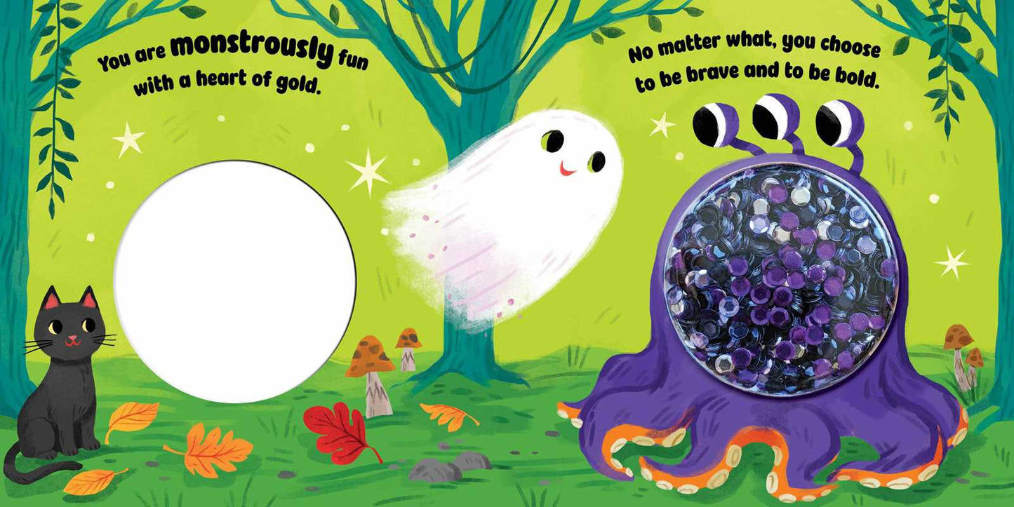 Monster and ghost characters in toddler Halloween book