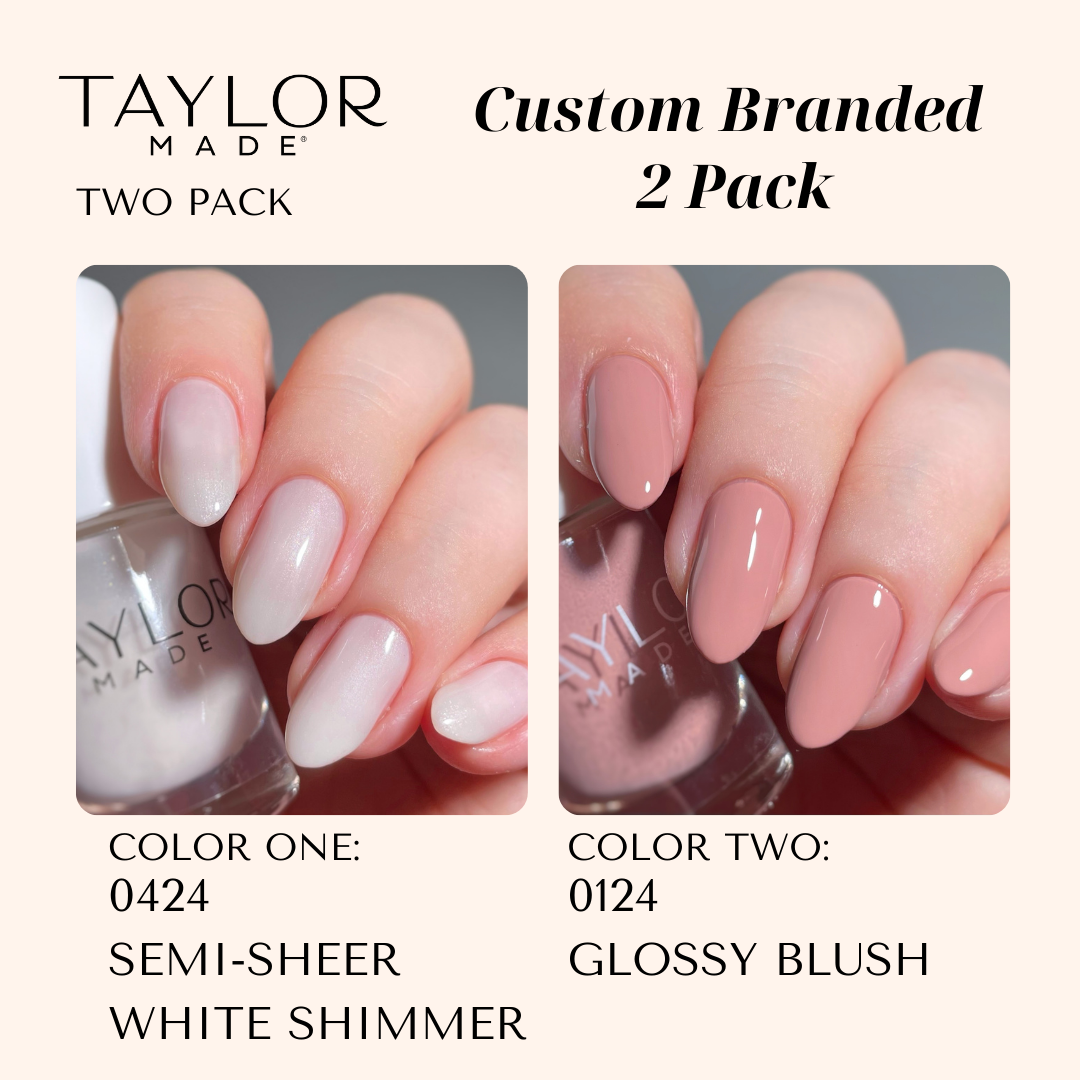 Custom Nail Polish: 2 Pack Long-wearing + Vegan + Non-toxic: 0224 Glossy Fuschia / 1424 Royal Blue Gloss with Hint of Shimmer