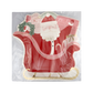 A festive paper plate featuring Santa Claus in his sleigh, perfect for holiday gatherings and celebrations.