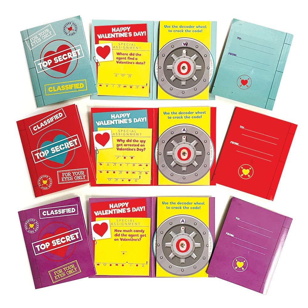 Kids using decoder wheel to reveal Valentine messages