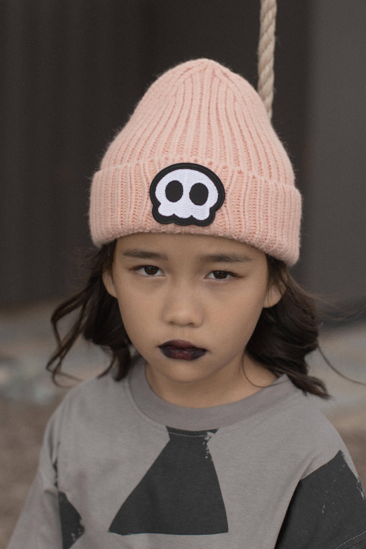 “Creep It Cozy” 💀🧶 Kids Skull Knit Beanie