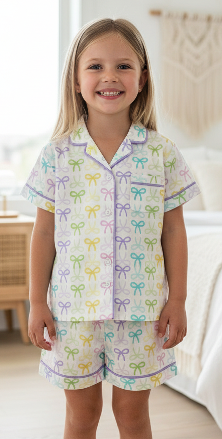 "Bow & Bamboo" 🎀 Pastel Bow Bamboo Loungewear Set by Tweenstyle