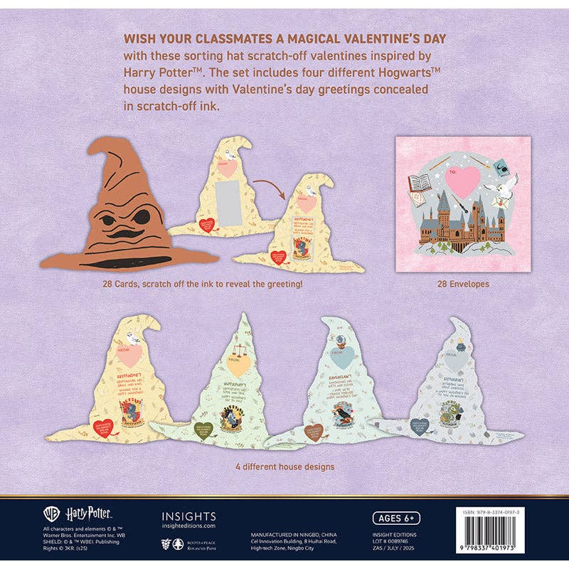 “You’ve Been Sorted!” 🎩 Harry Potter Scratch-Off House Valentine Set by Insight Editions