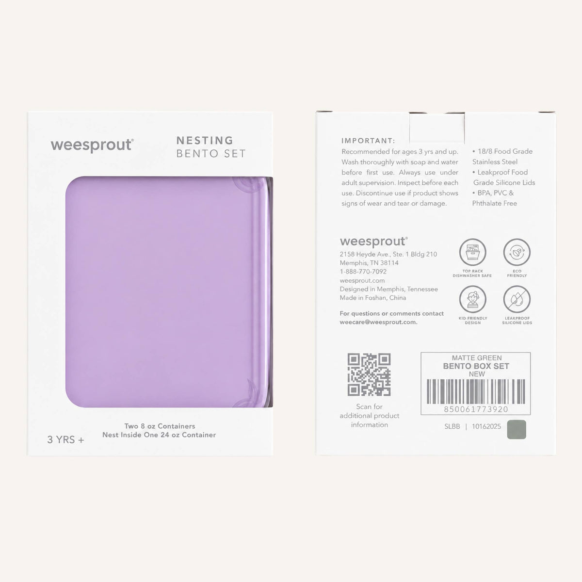 "Packed with Purpose" 🍱 Stainless Steel Bento Box Lunch Set with Silicone Lids by WeeSprout