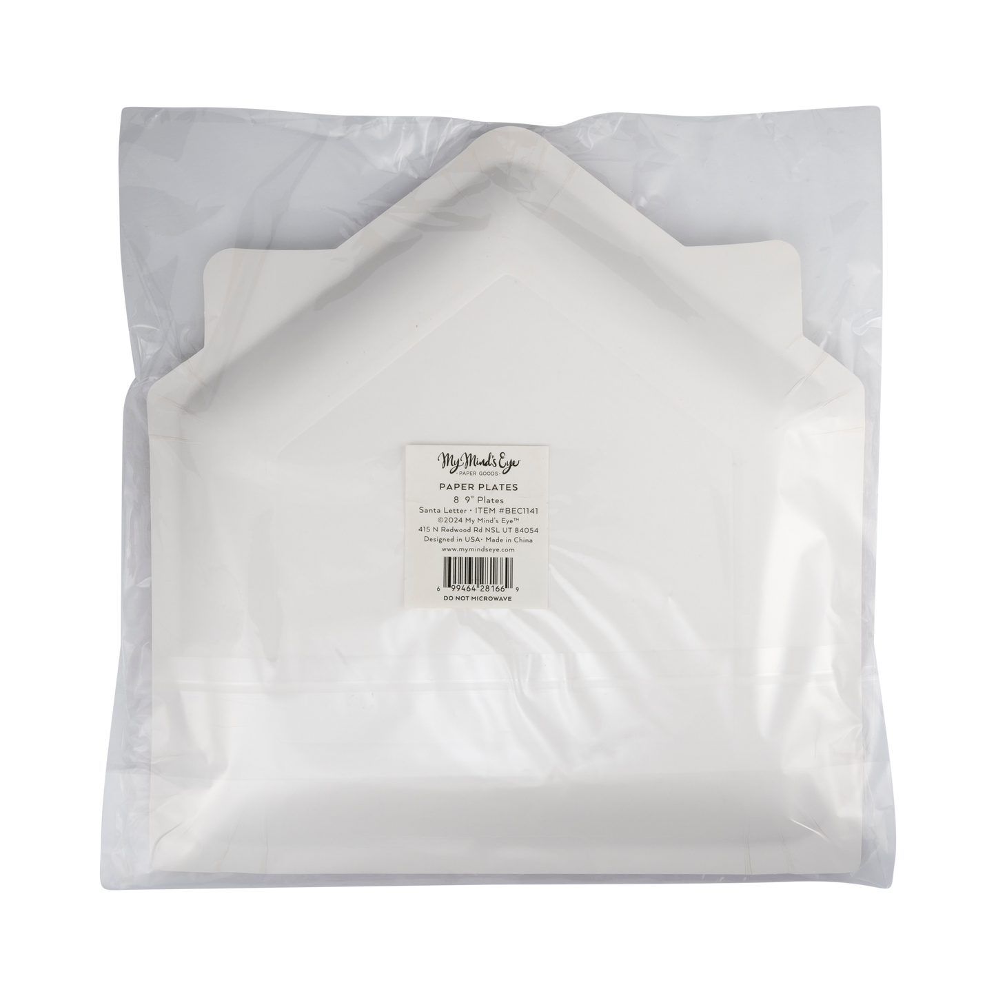 Whimsical "Dear Santa" paper plates for holiday meals. Shaped like a letter to Santa in an envelope, perfect for kids and adults. Includes 8 plates (9.5" x 9"), ideal for festive gatherings. Santa-approved design for a fun, memorable table setting.