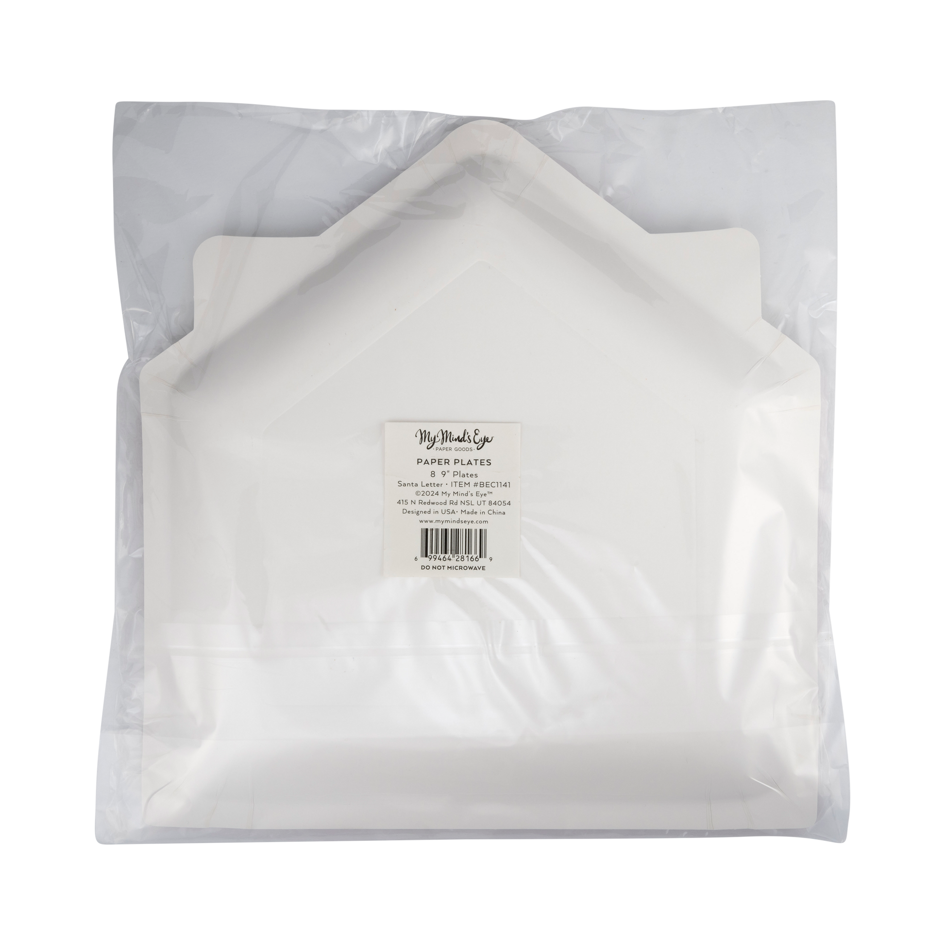 Whimsical "Dear Santa" paper plates for holiday meals. Shaped like a letter to Santa in an envelope, perfect for kids and adults. Includes 8 plates (9.5" x 9"), ideal for festive gatherings. Santa-approved design for a fun, memorable table setting.