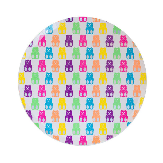 Gummy Bear paper dinner plates featuring bold neon candy designs by Dabney Lee for Jollity & Co.