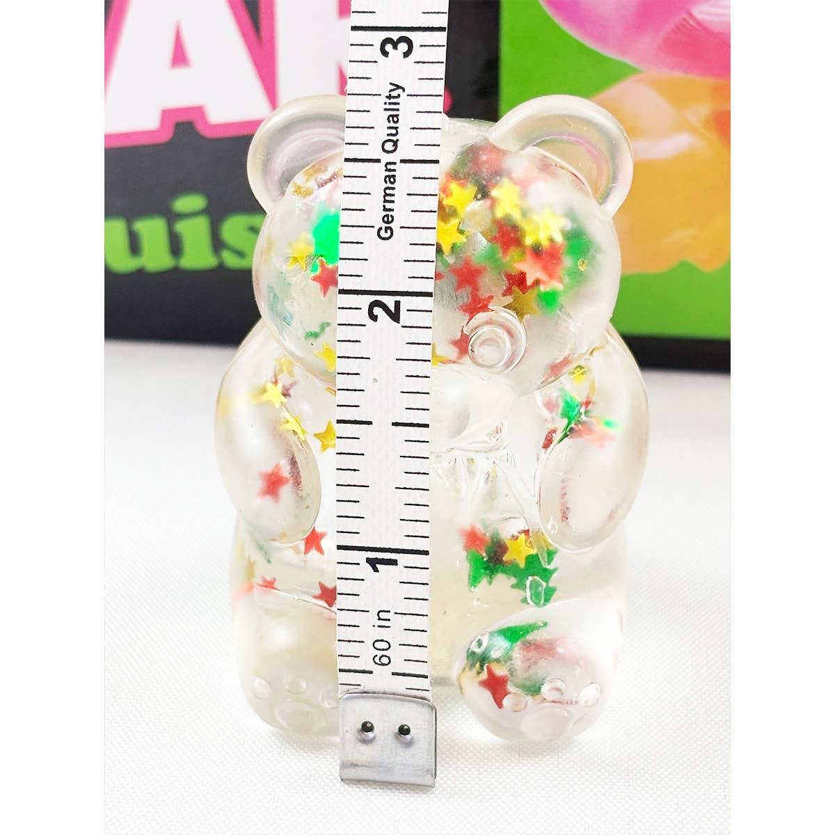"Clear Conscience" 🐻 Clear Glitter Gummy Bear Squishy Toy with Star Confetti by Love and Repeat
