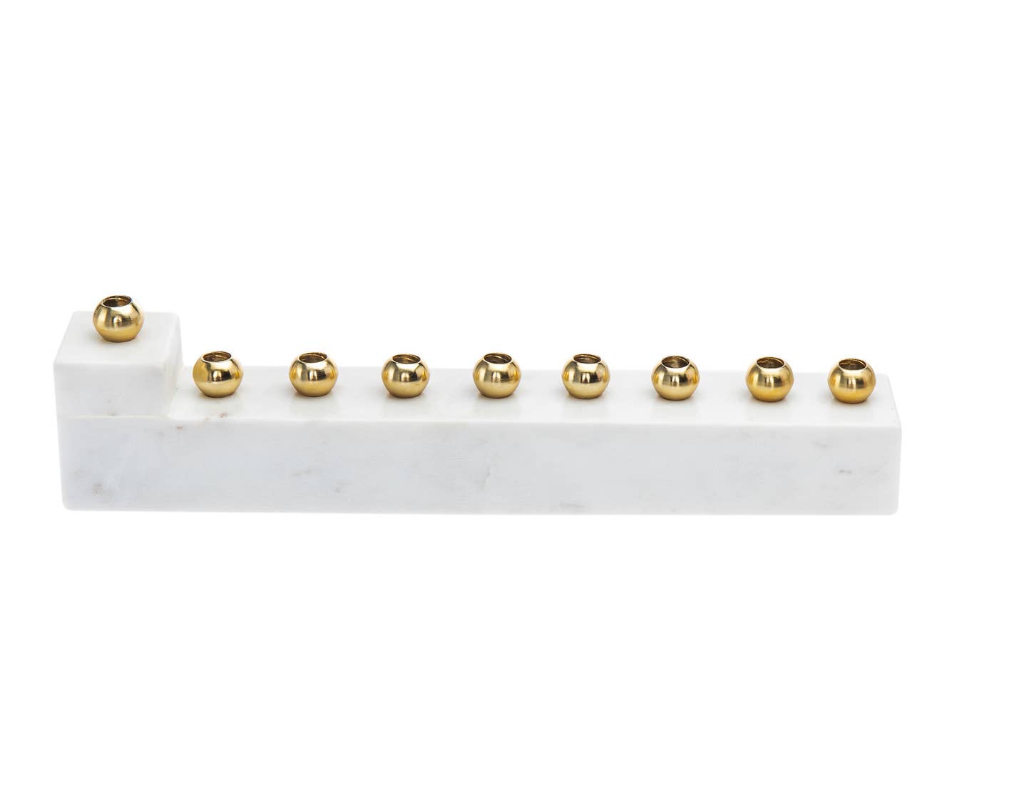 Marble Menorah Style 1 by Godinger, measuring 11.22" x 1.73" x 2.56" H. Crafted from marble, this elegant piece adds a sophisticated touch to home decor, perfect for enhancing any setting.