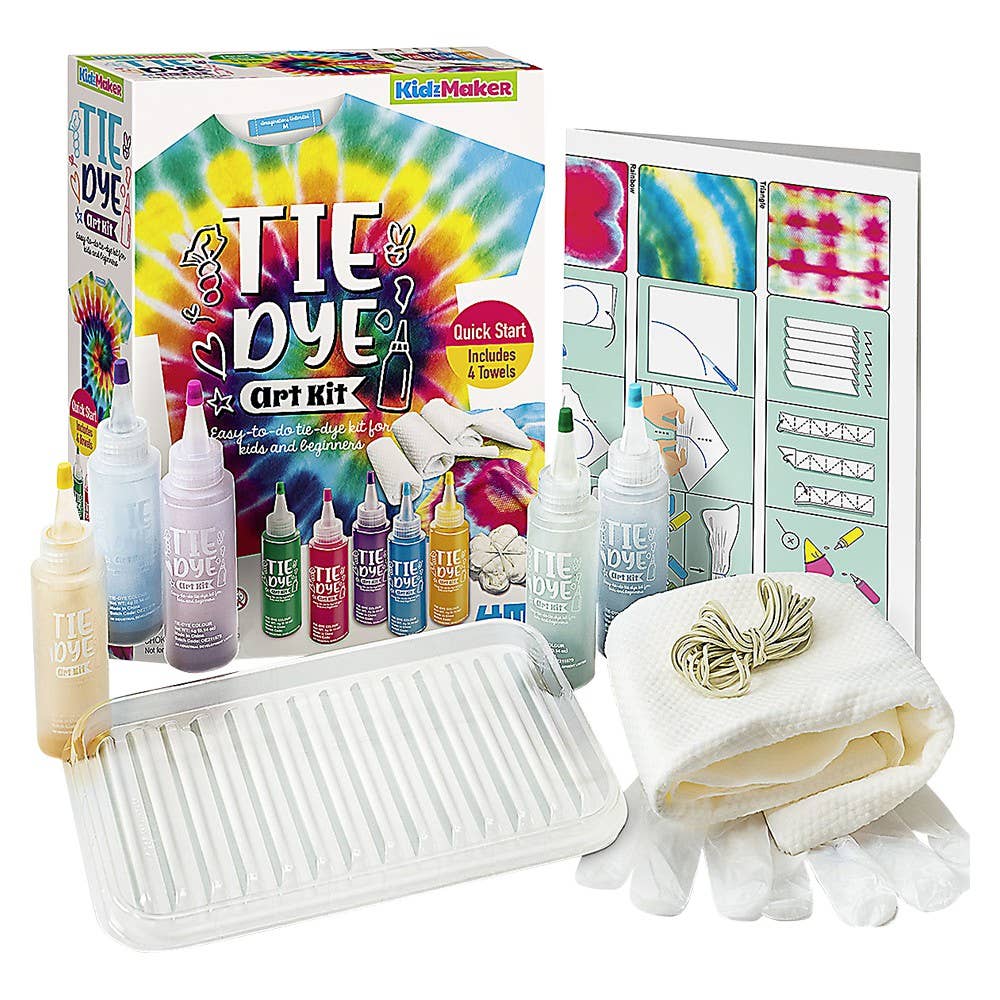 Vibrant swirl, stripe, and splatter tie-dye fun for kids