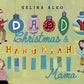 Book cover for 'Daddy Christmas and Hanukkah': A beautifully designed cover blending Christmas and Hanukkah celebrations. Featuring rich reds and deep blues, with Santa-inspired figures and Hanukkah symbols, this vibrant cover captures the joy and warmth of holiday traditions. Perfect for family gifting.