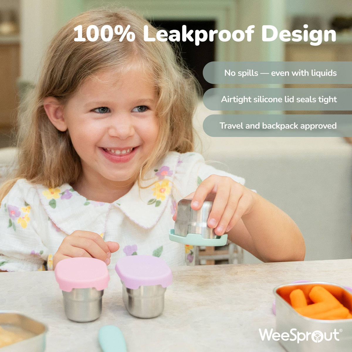 "Dip Switch" 🥕 Stainless Steel Dip Containers for Lunch (Set of 3) by WeeSprout