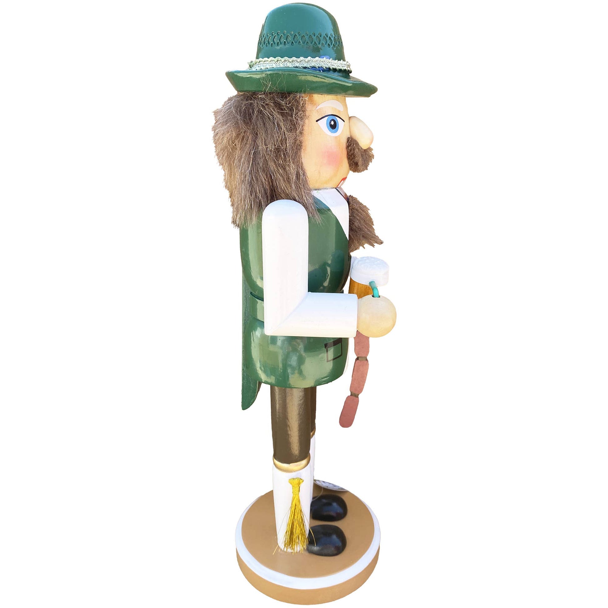 Handcrafted German nutcracker with beer stein and pretzel