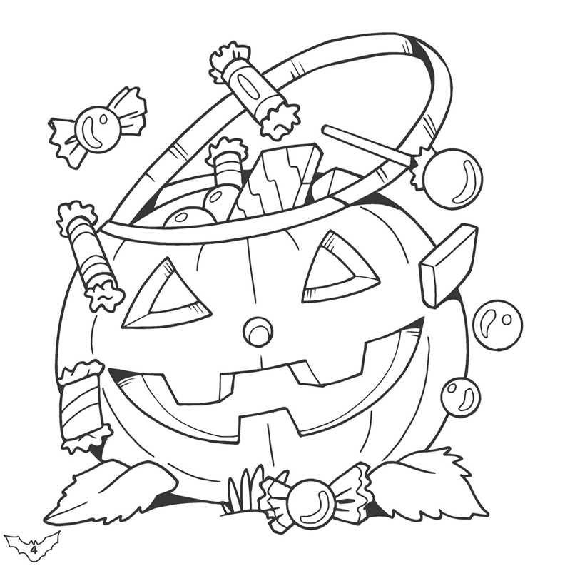 Ghosts and pumpkins Halloween coloring pages