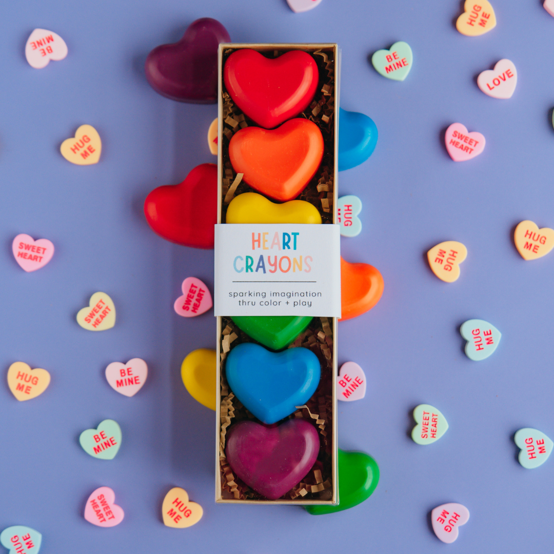 "All Heart" ❤️ Rainbow Heart-Shaped Crayons by Wonder Hue Crayon Co.