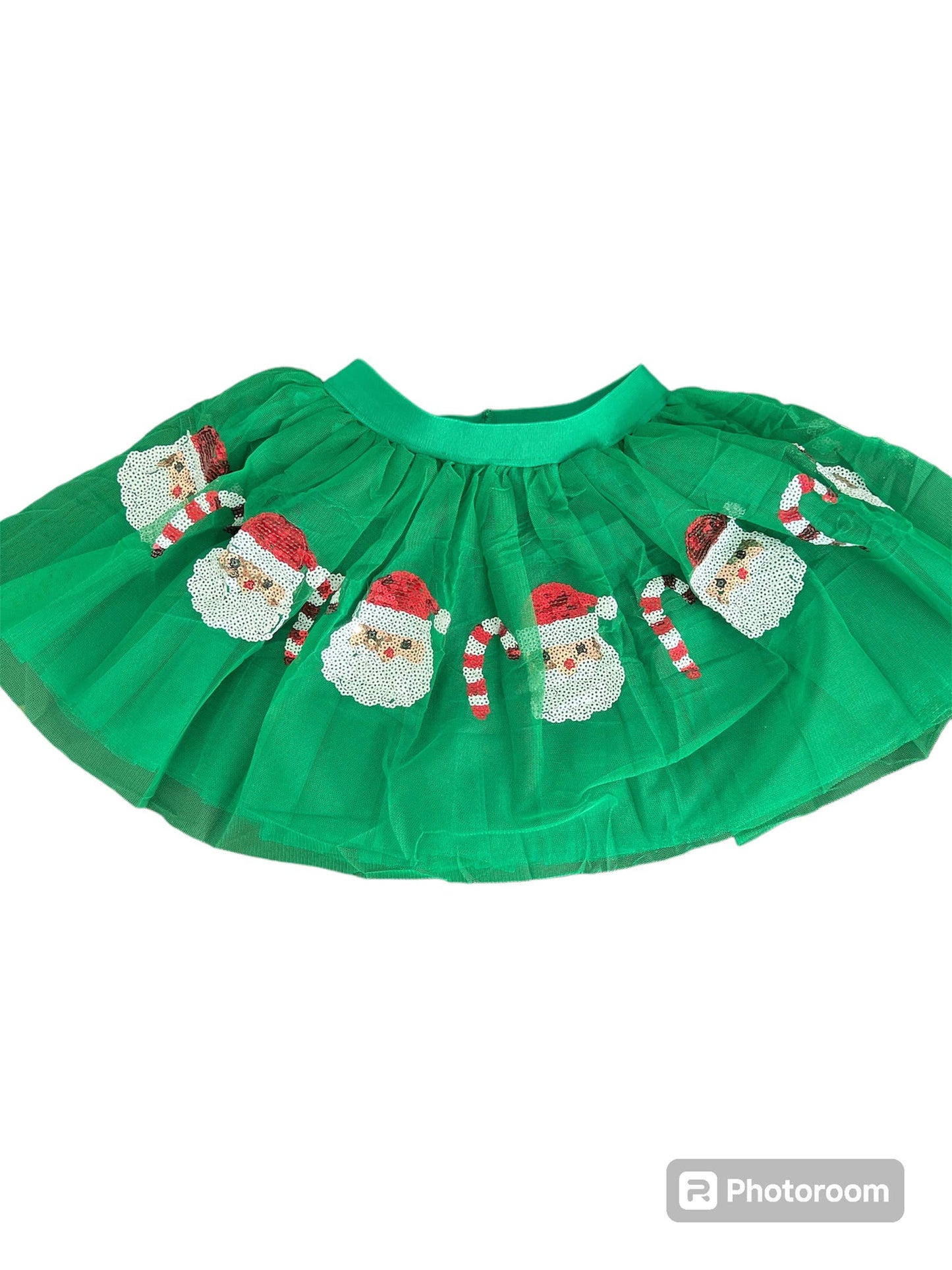 Toddler Christmas tutu with sequin Santas and candy canes