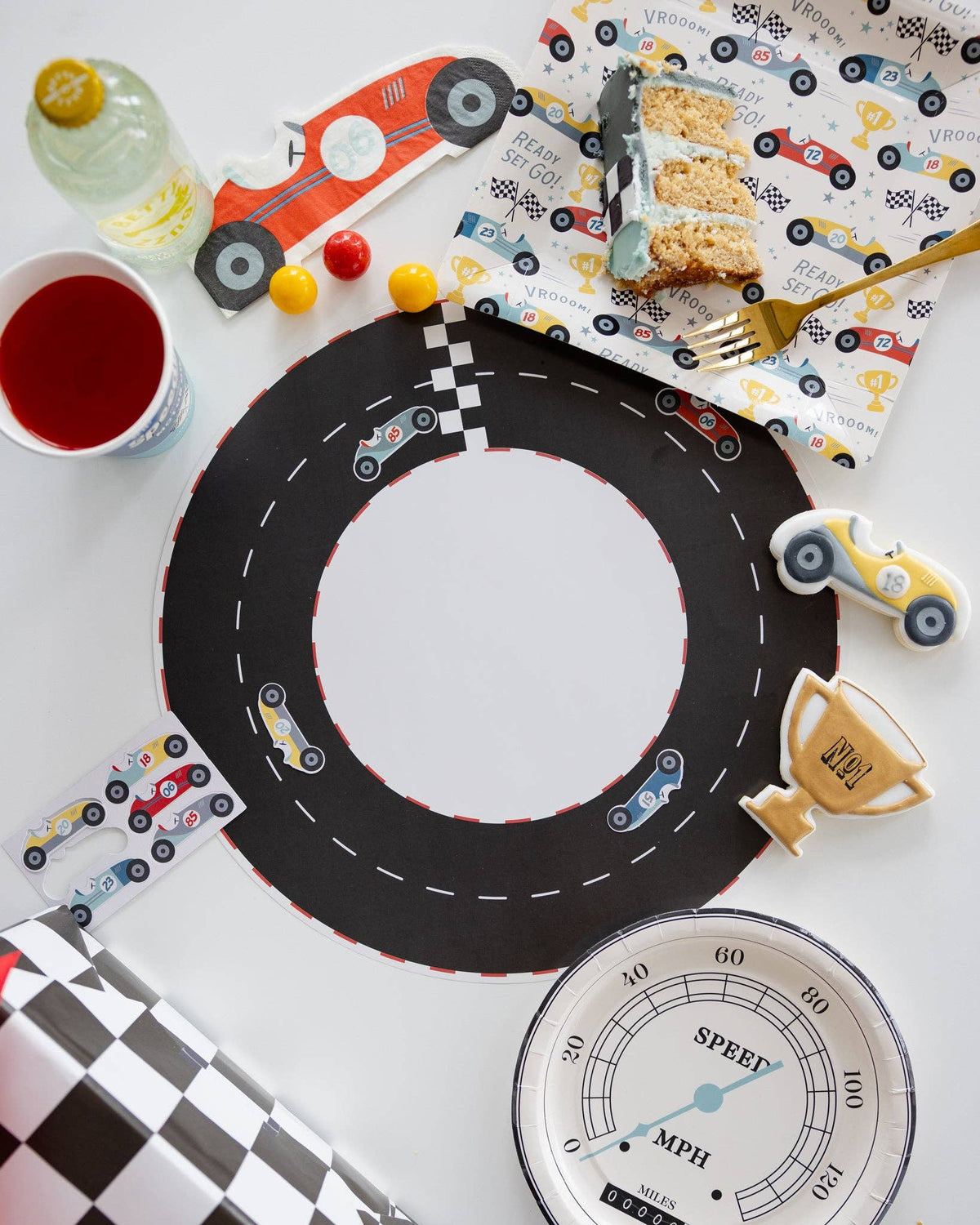 “Track Record” 🏁 Race Track Party Placemats by My Mind’s Eye