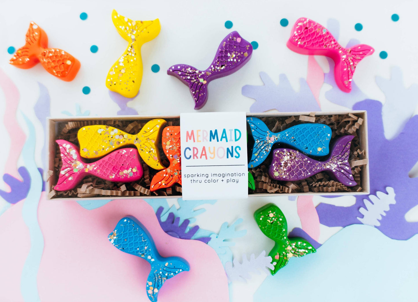 Glitter mermaid crayons for kids art supplies