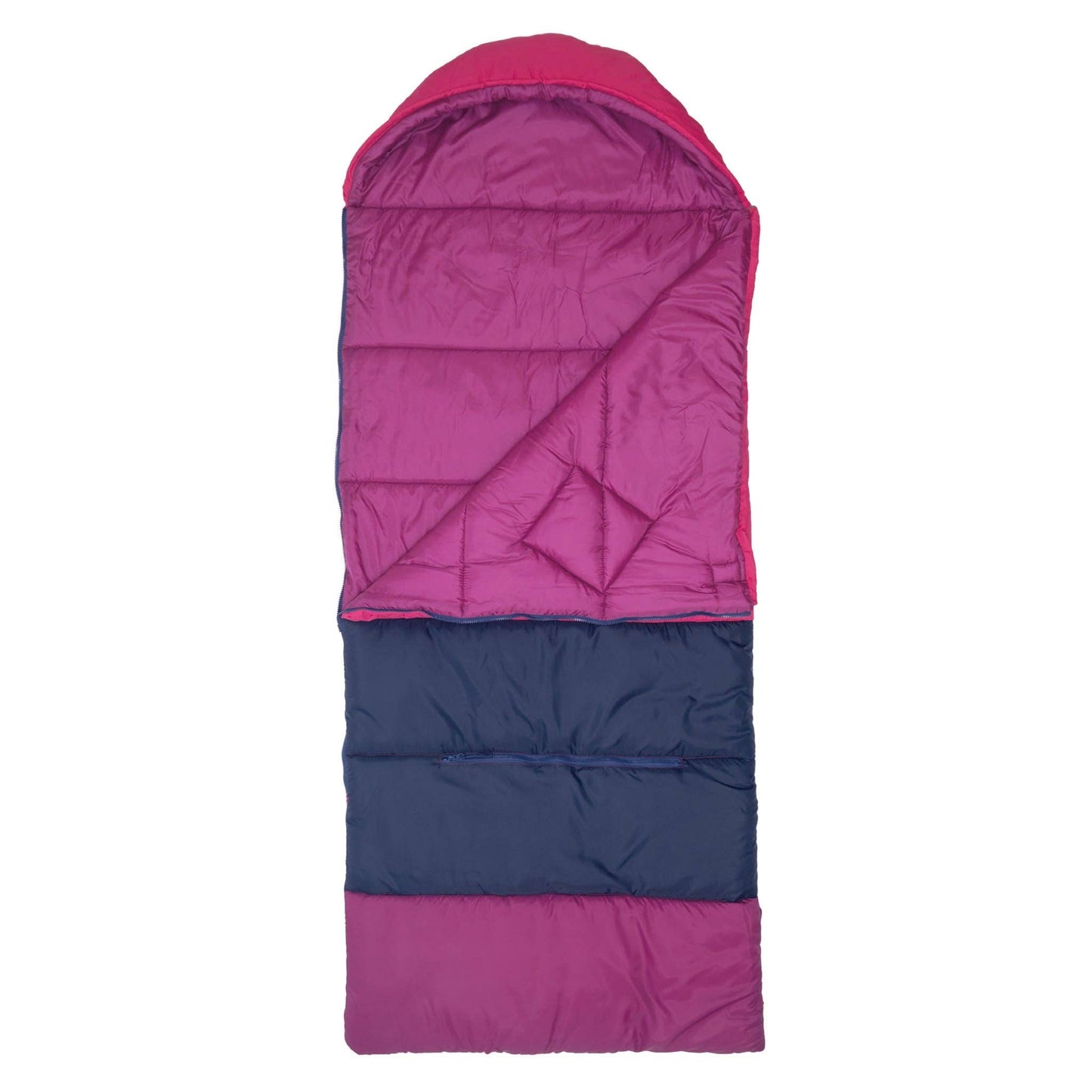 "Pack & Snooze" 🎒 Mimish Sleep-N-Pack Sleeping Bag — Raspberry Sorbet, Navy & Winterberry (Big Kid)