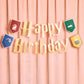 Wizard Birthday Banner - gold foil, kids Harry Potter 6.5 ft