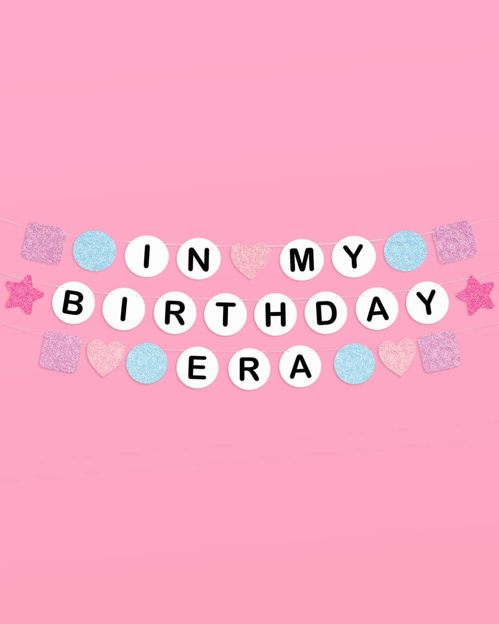 “In My Birthday Era” glitter party banner