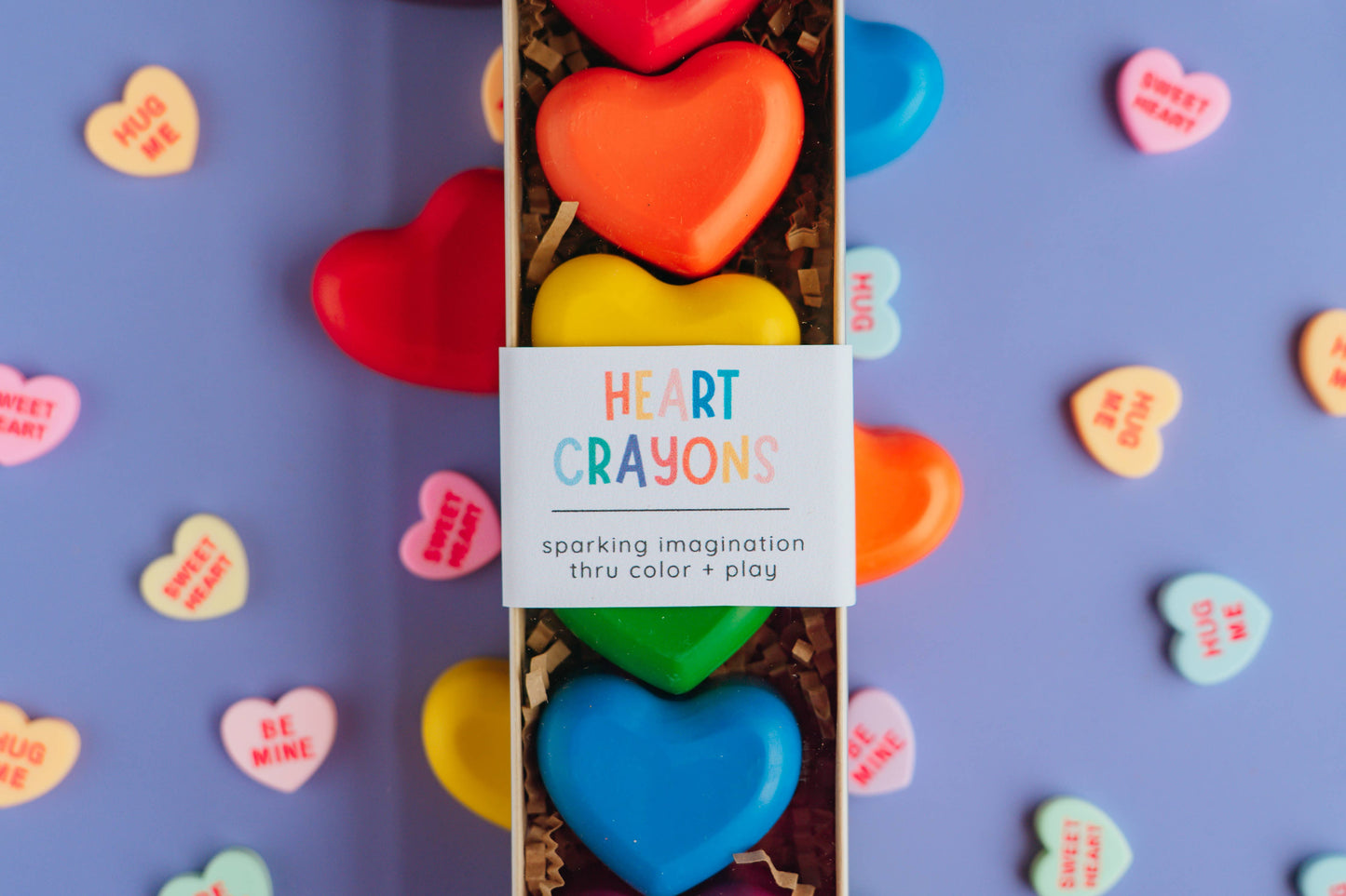 "All Heart" ❤️ Rainbow Heart-Shaped Crayons by Wonder Hue Crayon Co.
