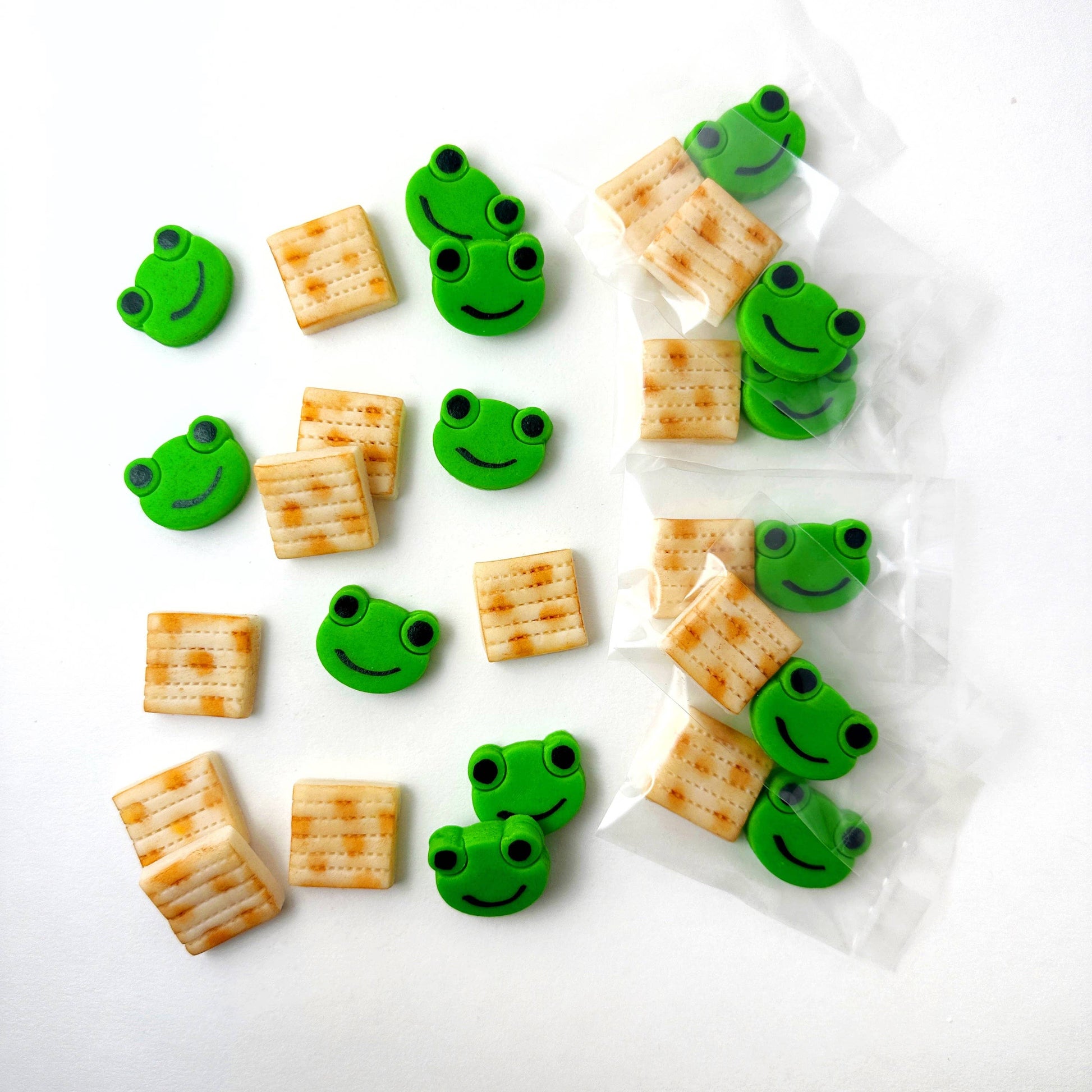 Passover mini candy duets, marzipan matzah & frog faces, almond flavor, gift baskets, 16-pack.