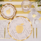 Black and white paper napkins with gold accents