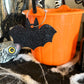 Spooky Bat Gift Basket Tag for Halloween, Perfect for Boo Baskets or Treats, Acrylic Tag and Connector Only, Approximate Size 5 x 3.5 Inches.