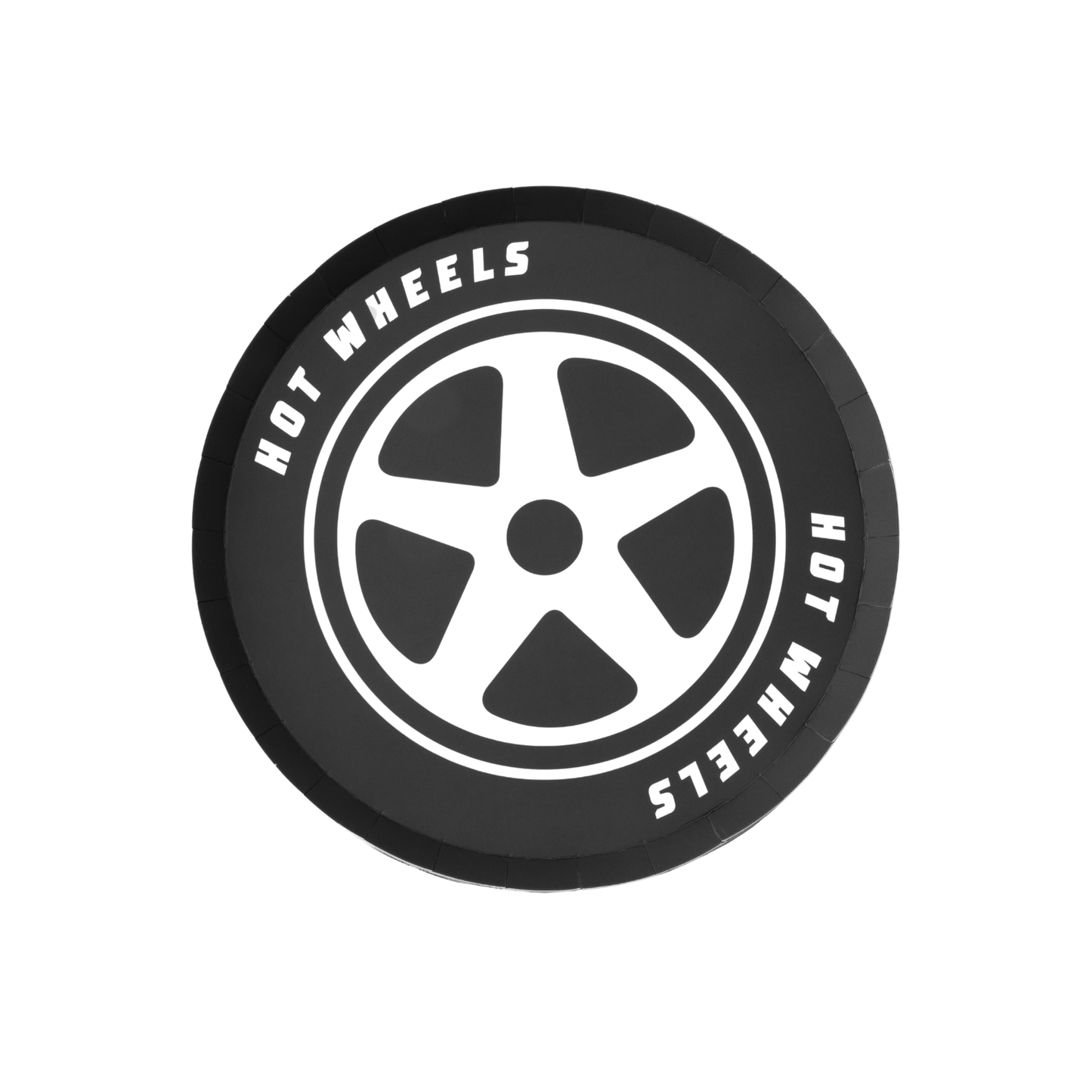 "Tread Lightly" 🛞 Hot Wheels™ Black Tire Small Party Plates (8 ct) by Bonjour Fête