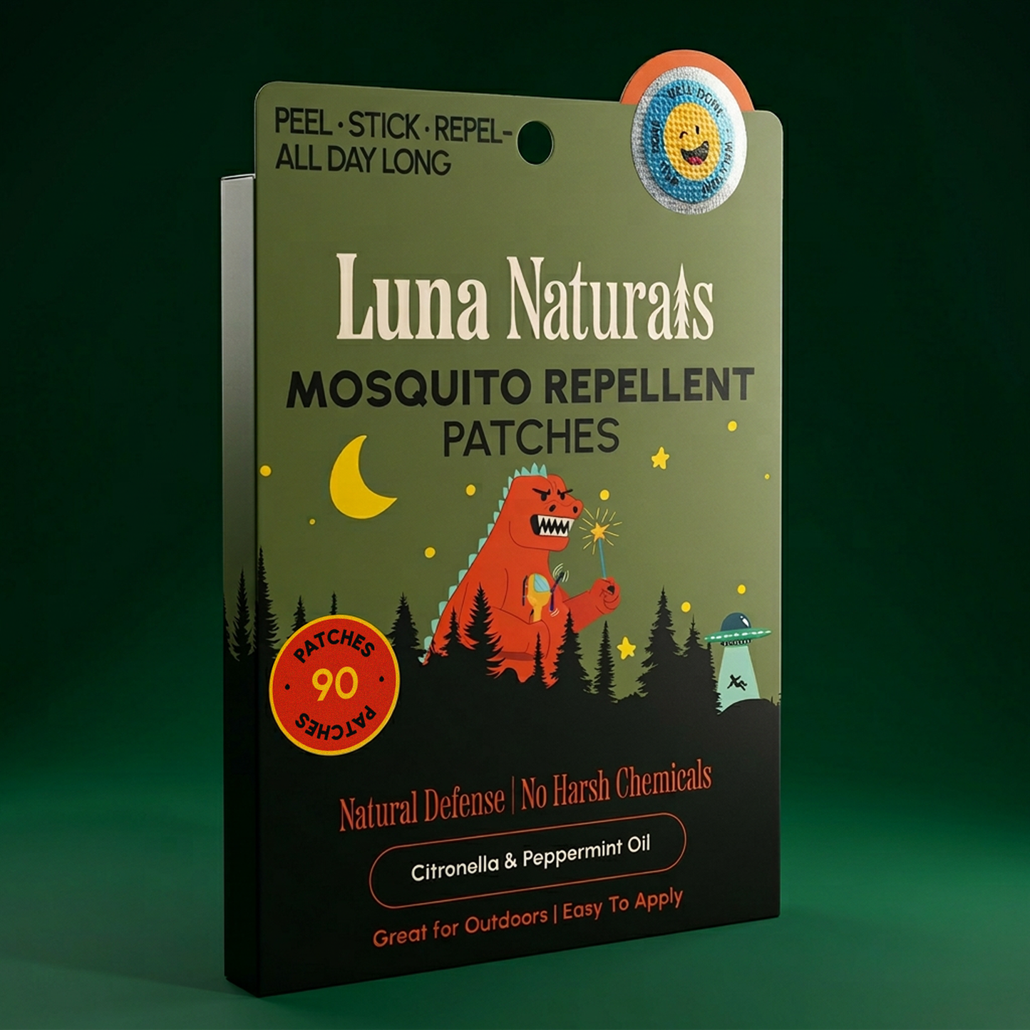 "Bite-Block Stickers" 🌿 Kids Mosquito Repellent Patches (90ct) by Luna Naturals
