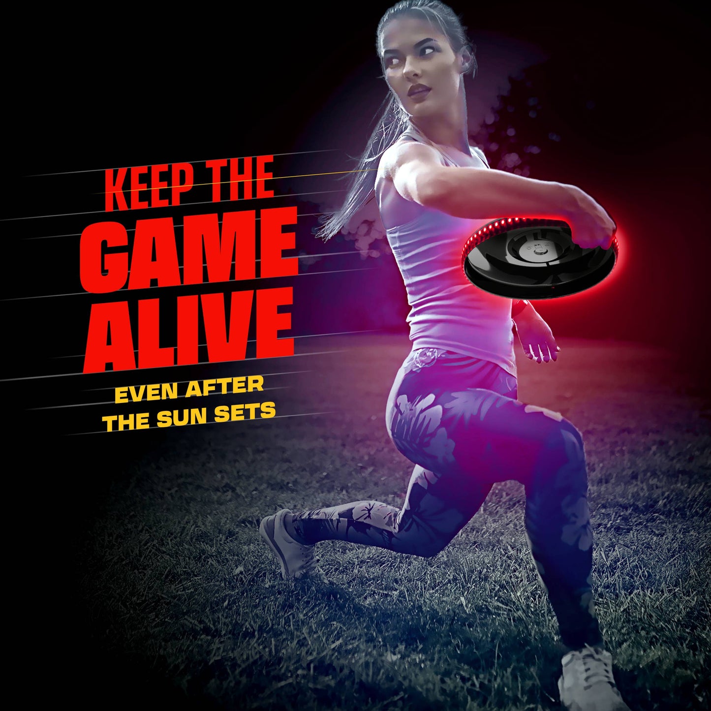 Night sports toy frisbee for backyard and beach