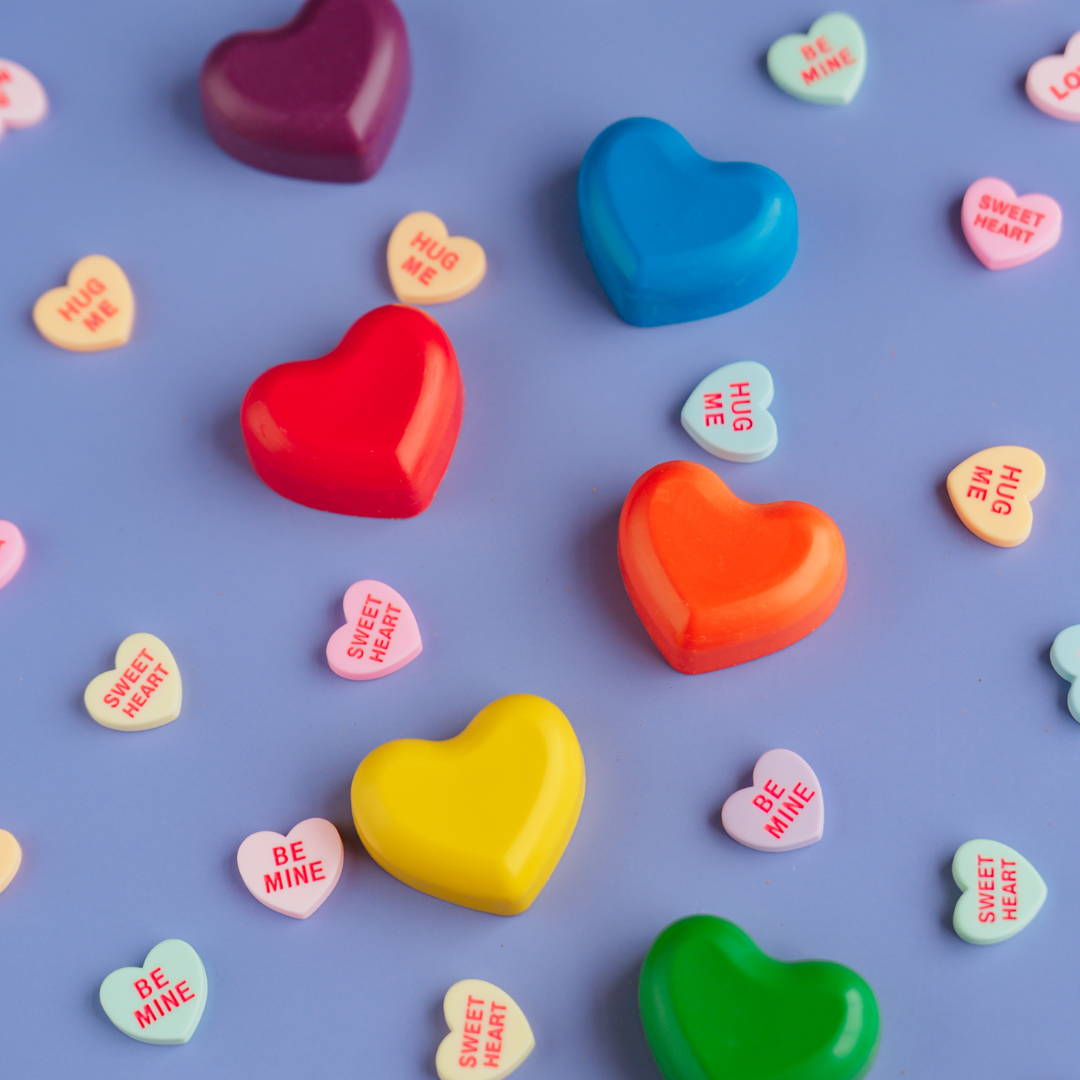 "All Heart" ❤️ Rainbow Heart-Shaped Crayons by Wonder Hue Crayon Co.