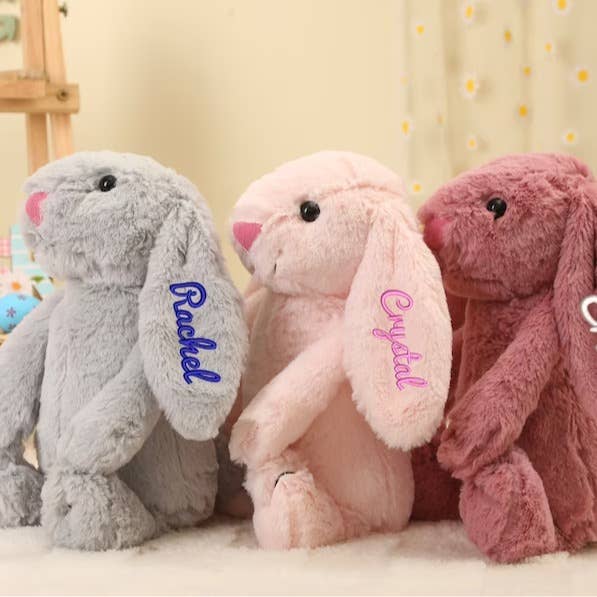 40cm Custom Named Embroidered Plush Bunny – Personalized Easter Gift for Kids and Adults
