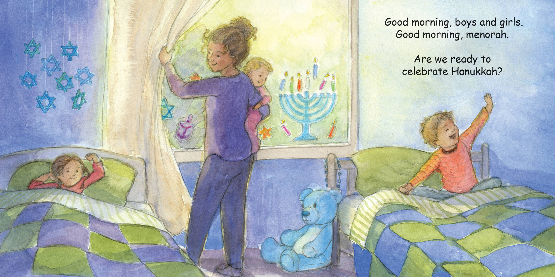 Hanukkah board book with bedtime theme