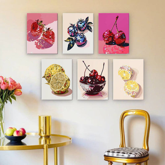 "Fruity Disco" 🍓 Mini Paint-by-Numbers 6-Pack by Paint Your Numbers