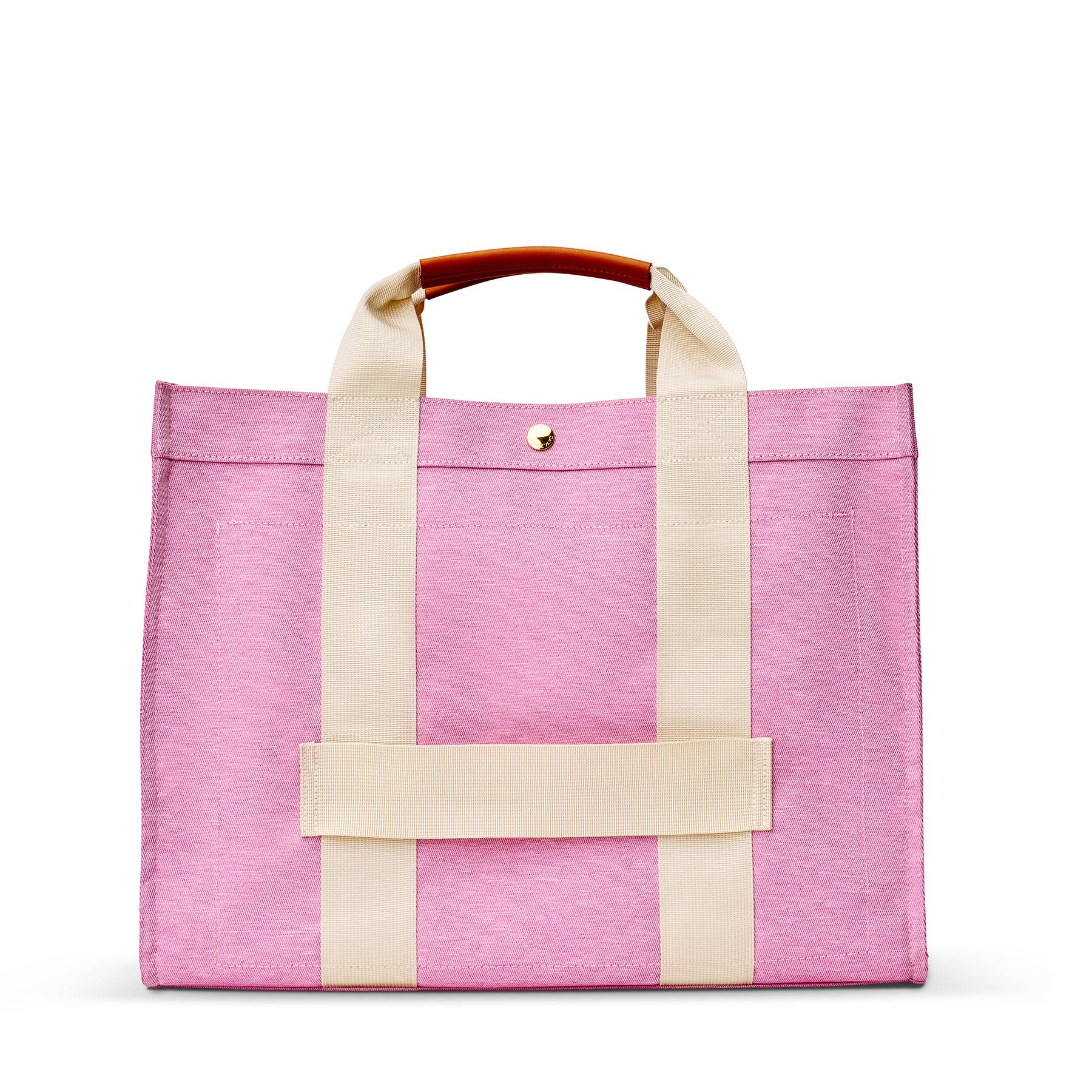 Custom weekender bag with dual straps and snap closure