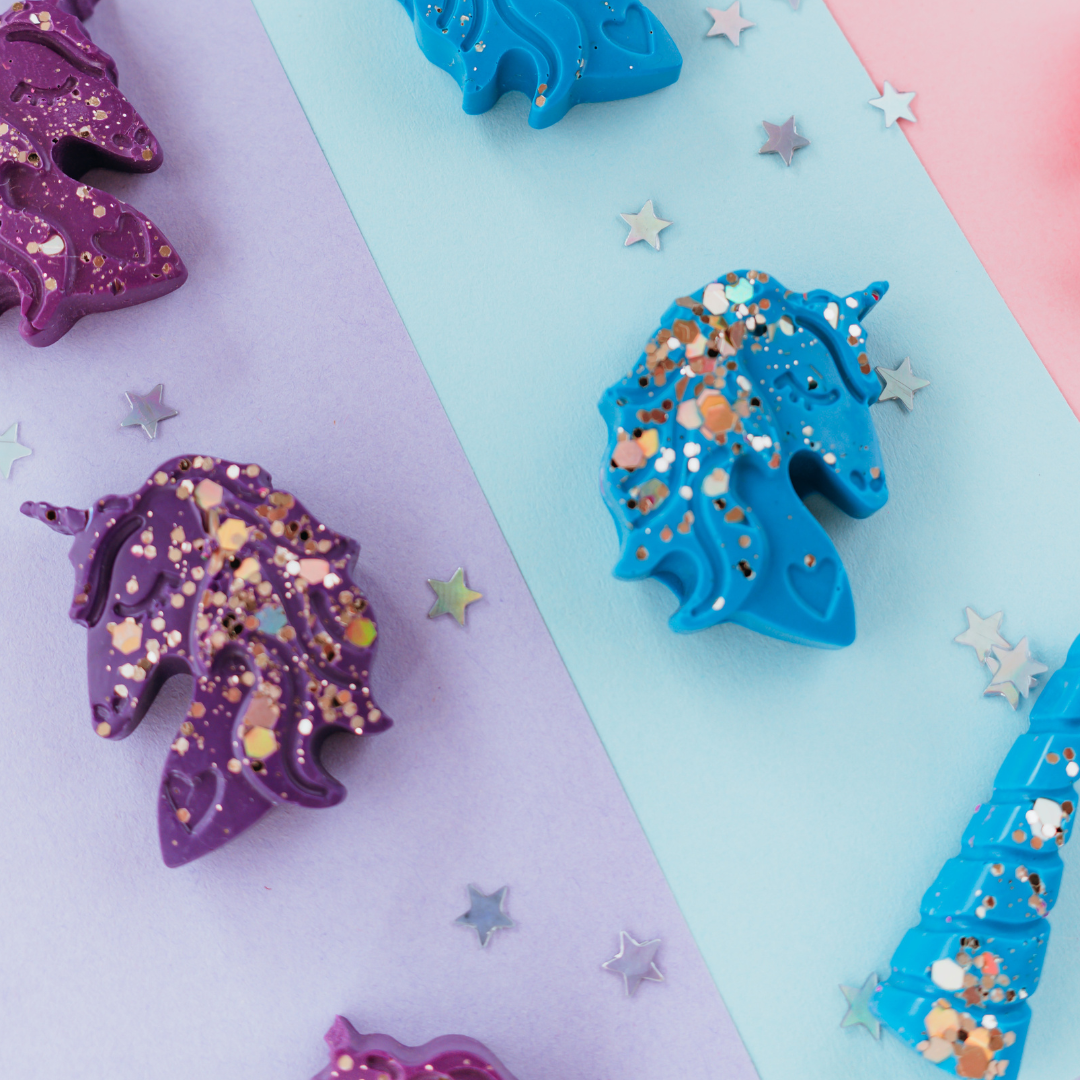 "Mane Squeeze" 🦄 Unicorn-Shaped Crayons by Wonder Hue Crayon Co.
