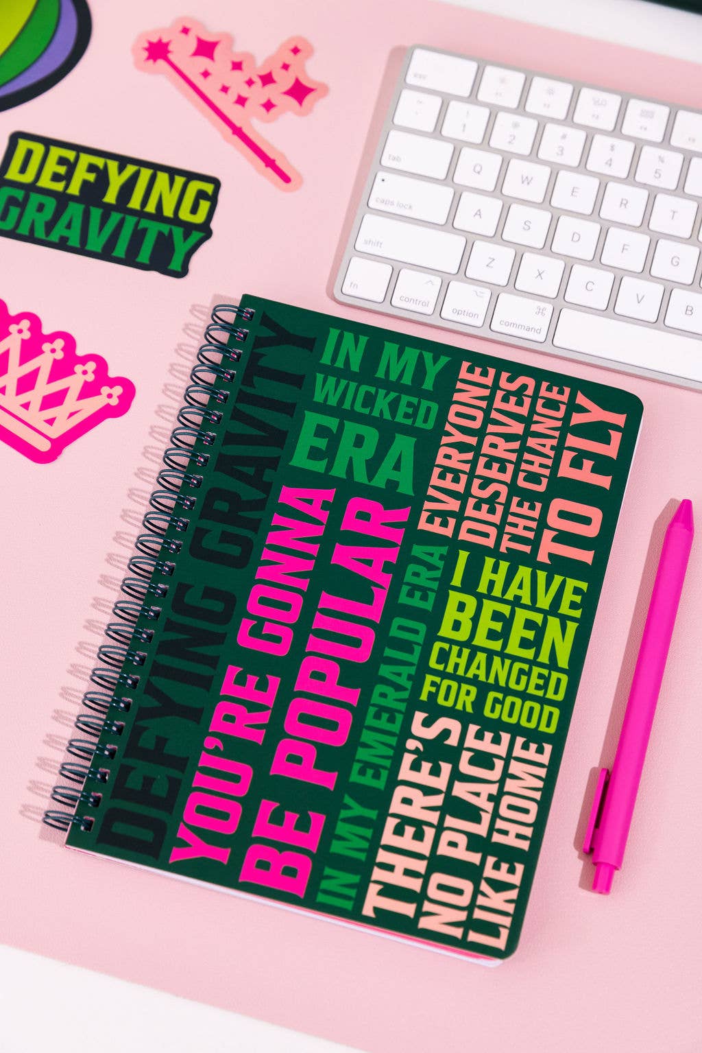 Wicked-inspired mini notebook with 160 pages, pockets, and durable hardcover, perfect for on-the-go writing