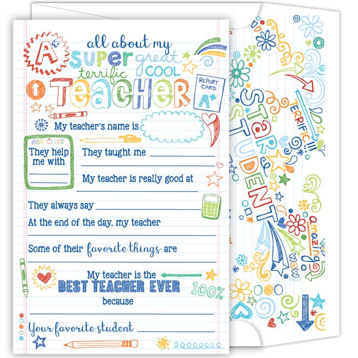 “My Super Great Terrific Cool Teacher” 🍎 Graphic Icons Fill In Stationery by Roseannebeck Collections